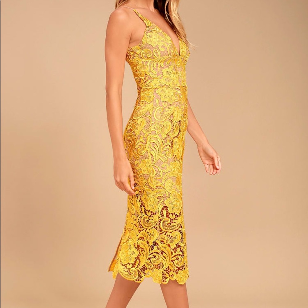 The population midi overlay yellow dress